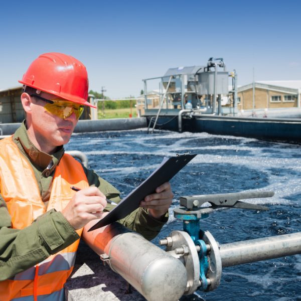 worker holding tablet