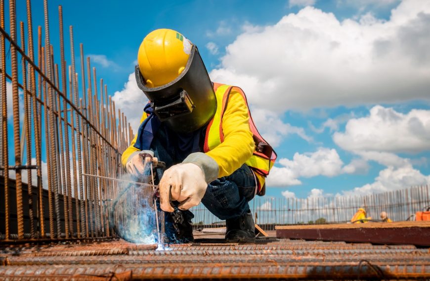 man welding