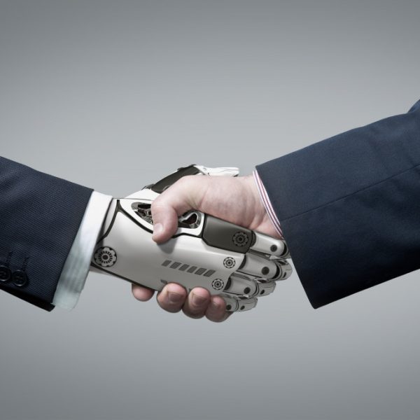 robot hand and human hand