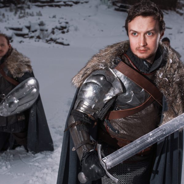 Medieval knights in snow