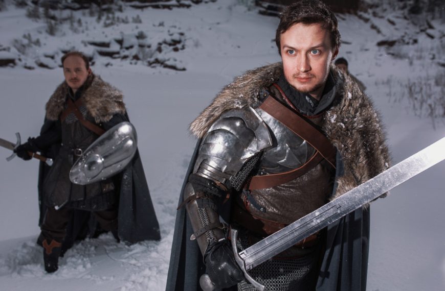 Medieval knights in snow